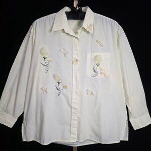 Drapers & Damons Embellished Butterfly Button Down Shirt XL